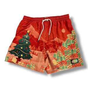 SLUNKS Christmas Design Athletics Shorts with Zipper Pockets Size XL